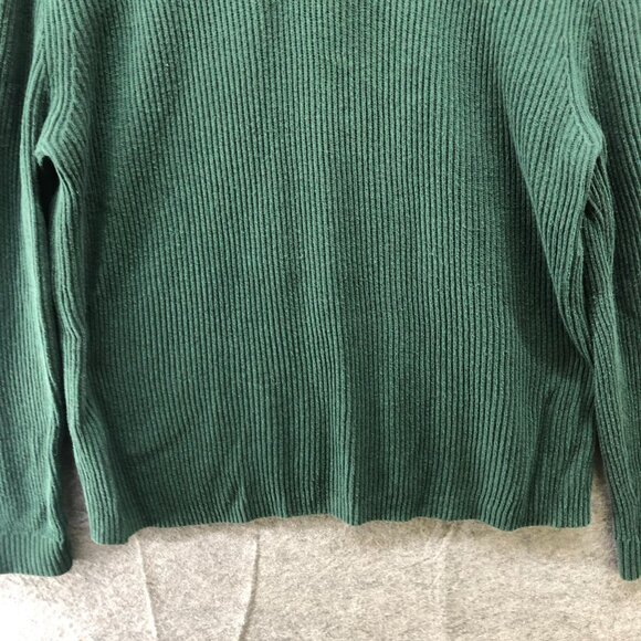 Banana Republic 1/4 Button Sweater Mens XL Forest Green Ribbed Cotton Chunky - Picture 4 of 10